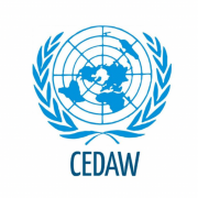 Logo CEDAW - eine von olivenzwiegen umfasste Weltkarte mit dem Schriftzug CEDAW